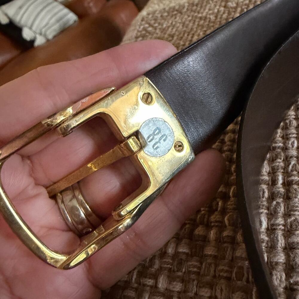 Christian Dior Black /Brown Belt with Gold Buckle - Picture 11 of 12